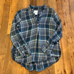 Super soft flowy plaid pop over